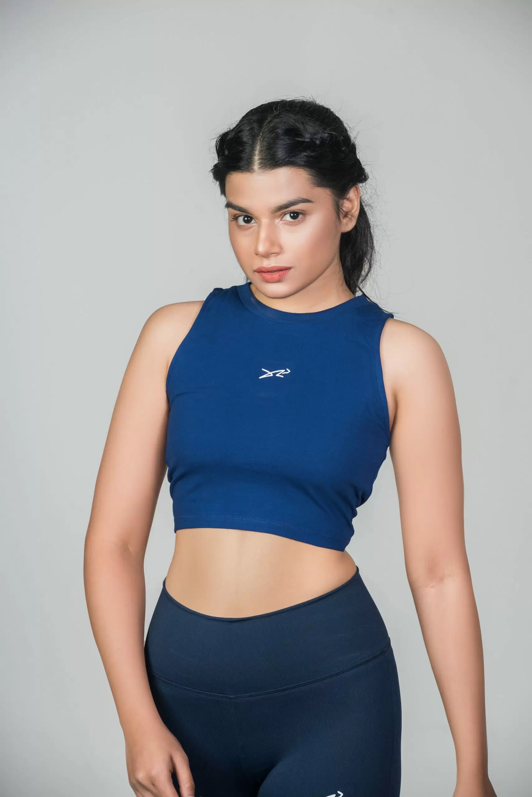 Dour Initial Cropped T-shirt Blue 01