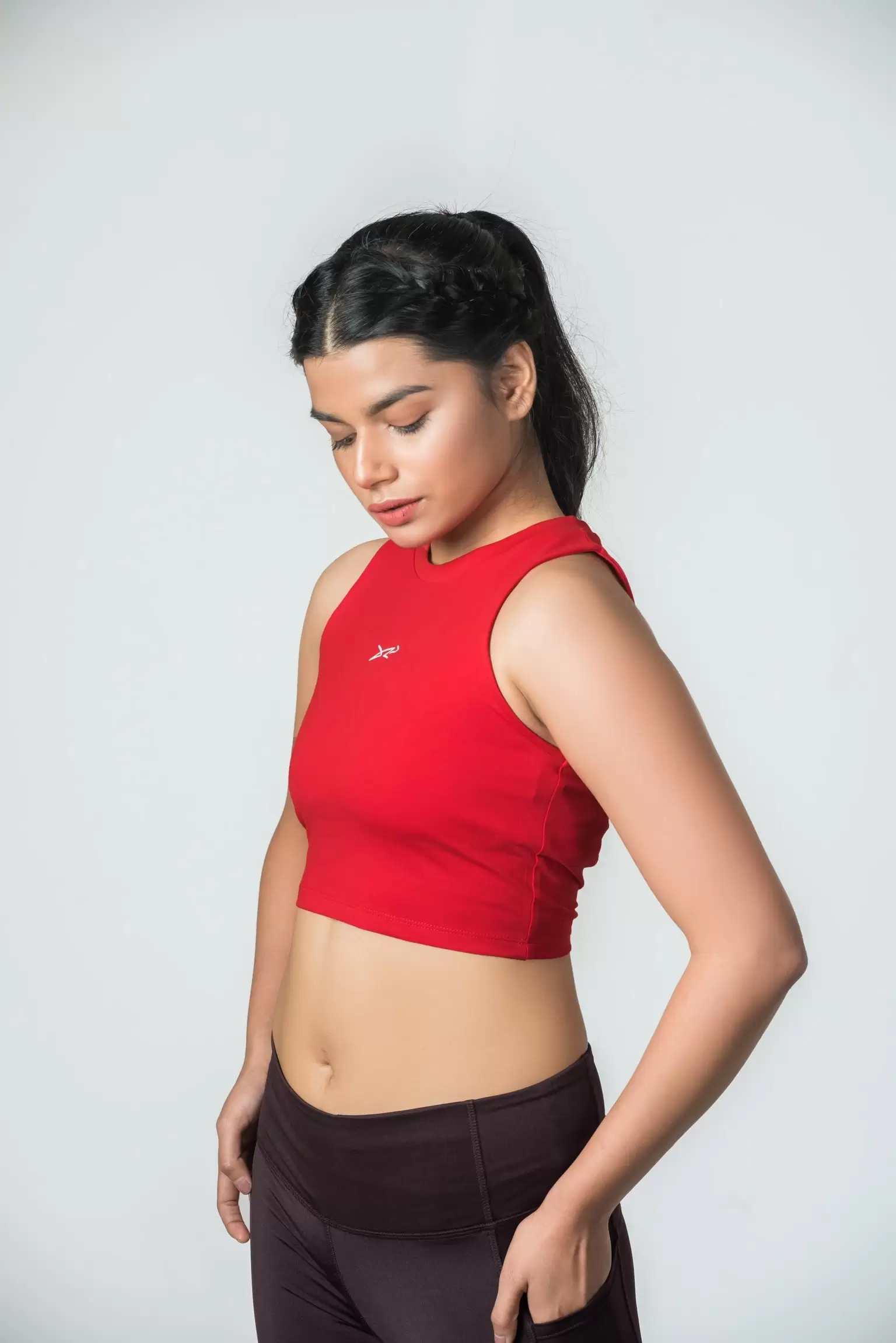 Dour Initial Cropped T-shirt Red 01