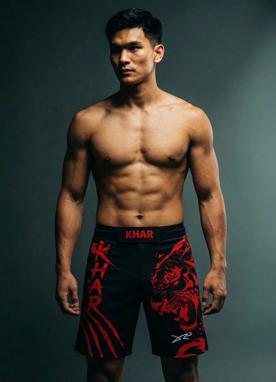 KHAR x Dour Black Boxing Shorts-01